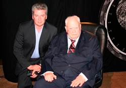 Widescreen Centre Dr. Simon Bennett with Sir Patrick Moore